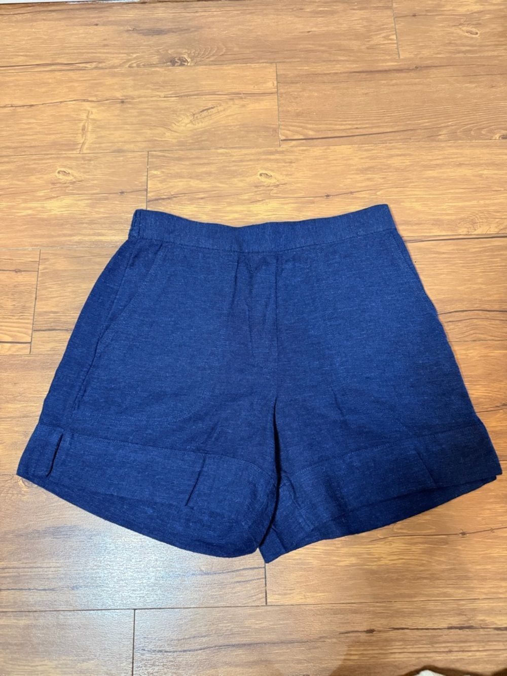 Banana Republic High Rise Pull On Linen Blend Short Size Small NWT Navy Blue